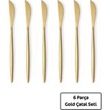 Lüx 6 Parça Gold Bıçak Seti Paslanmaz Çelik Çeyiz Bıçak Takımı Parlak Pürüzsüz Gold Series - 6'lı Set