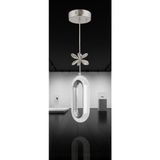 Lüx Aydınlatma Selin Silver Modern LED Sarkıt Avize – Kristal Çiçek Detaylı Oval Tasarım Tekli Avize - 1 - Krom