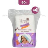 Lux Bebek Temizleme Pamuğu Ekstra Yumuşak 60 Adet x 4 Paket Hassas Ciltler İçin
