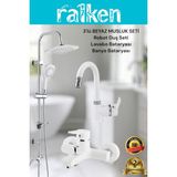 Lüx Beyaz 3’lü Kalın Gövde Banyo Seti Beyaz Robot Tepe Duş, Banyo, Lavabo Bataryası Musluk Takımı