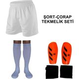 Lüx Beyaz Futbol Şort Çorap Tekmelik Seti - M - L