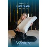 Lüx Bombeli Boyun Destekli Ortopedik Yastık; Anti-Aging Visco Yastık 57X42X13/11 Mavi - Açık Mavi - 57 x 42 cm