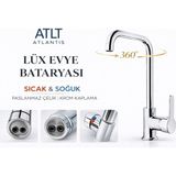 Lüx Evye Bataryası Sıcak Soğuk Musluk Banyo Mutfak Lavabo Paslanmaz Çelik 360 Dönmeli 2 Yıl Garanti - Krom