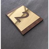 Lux Gold Aynalı Ceviz Mdf Serisi İç Mekan Apartman Daire Kapı Numarası