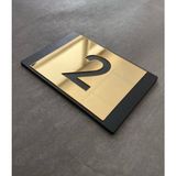 Lux Gold Aynalı Mdf Serisi Iç Mekan Apartman Daire Kapı Numarası - Siyah - Altın