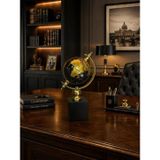 Lux Gold Dünya Küresi Dekoratif Ofis Masa Aksesuarı | Modern Şık Altın Siyah Globe Obje