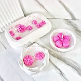 Lux Home 3 Lü Set Çiçek Bahçesi Serisi Büyük BOY,%100 Soya Wax Mum - Beyaz