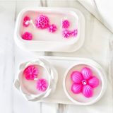 Lux Home 4 Lü Set Çiçek Bahçesi Serisi Büyük BOY,%100 Soya Wax Mum, Lotus - Beyaz