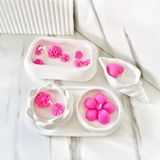 Lux Home 5 Li Set Çiçek Bahçesi Serisi Büyük BOY,%100 Soya Wax Mum, Lotus, Deniz Kabuğu - Beyaz