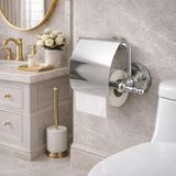 Lüx Kapaklı Kağıtlık Krom Kaplama Duvar Tipi Banyo Tuvalet Aksesuarı Dayanıklı Metal Modern Tasarım