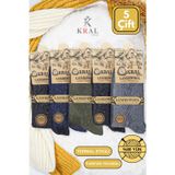 Lüx Kral Erkek Kışlık Termal Etkili (5'Li Paket) Lambswool Kuzu Yünlü Çorap