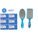 Lux Lüx Sabun Mavi 80 Gr. Aqua Sparkle 6 Adet Sabun Saç Fön Fırçası Oval Saç Fırçası Tarak 1+1 Adet