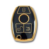 Lüx Mercedes Uyumlu Benz 2001-2016 Arası Be Tipi Nano Anahtar Kılıfı Siyah - Gold Altın