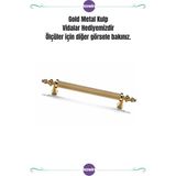 Lüx Metal Vidalı - Dolap, Şifonyer, Ünite,komodin, Mutfak Dolabı, Kulbu Vida Hediye - Gold - 96mm