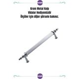 Lüx Metal Vidalı - Dolap, Şifonyer, Ünite,komodin, Mutfak Dolabı, Kulbu Vida Hediye - Krom - 224mm