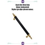 Lüx Metal Vidalı - Dolap, Şifonyer, Ünite,komodin, Mutfak Dolabı, Kulbu Vida Hediye - Siyah - Gold - 128mm