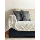 Lüx Saçaklı Ponpon Ekru Koltuk Örtüsü 180x300 Oturma, Sırt ve Kol Kısmı - 180 x 300 cm