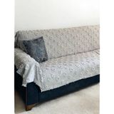 Lüx Saçaklı Ponpon Gümüş Gri Koltuk Örtüsü 180x300 Oturma, Sırt ve Kol Kısmı - 180 x 300 cm