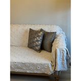 Lüx Saçaklı Ponpon Taş Rengi Koltuk Örtüsü 180x300 Oturma, Sırt ve Kol Kısmı - 180 x 300 cm