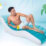 Lux Şişme Deniz Şezlongu - Büyük Lux Deniz Yatağı - Bardaklı Delux Lounge Deniz Yatağı - Mega Boy Havuz Yatağı 191X99 Cm. - Turkuaz - Beyaz