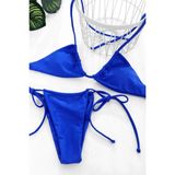 Lux Store Kadın Mavi Yandan Bağlamalı Tangalı Üçgen Bikini Mayo Takımı – Modern, Konforlu ve Günlük Kombinlere Uygun