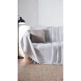 Lux Touch Alin Gri Koltuk Örtüsü 170 x 210 cm Kanepe Çekyat Divan Örtüsü Şalı Pamuklu Püsküllü