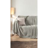 Lux Touch Alin Haki Koltuk Örtüsü 170 x 210 cm Kanepe Çekyat Divan Örtüsü Şalı Pamuklu Püsküllü