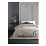 Lux Touch Azure Bej Çift Kişilik Pike 200 x 230 cm Yatak Koltuk Kanepe Örtüsü Pamuklu Dokuma Püsküllü