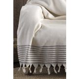 Lux Touch Bergama Ekru Buldan Koltuk Örtüsü 170 X 220 Cm Koltuk Şalı Kanepe Çekyat Örtüsü Pamuklu Throw