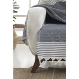 Lux Touch Bergama İndigo Buldan Koltuk Örtüsü 170 X 210 Cm Koltuk Şalı Kanepe Çekyat Örtüsü Pamuklu Throw