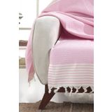 Lux Touch Bergama Pembe Buldan Koltuk Örtüsü 170 X 210 Cm Koltuk Şalı Kanepe Çekyat Örtüsü Pamuklu Throw