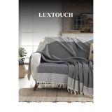 Lux Touch Bergama Siyah Buldan Koltuk Örtüsü 170 X 200 Cm Koltuk Şalı Kanepe Çekyat Örtüsü Pamuklu Throw
