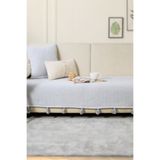 Lux Touch Lavi Ponponlu Gri Koltuk Örtüsü 115 x 200 cm Kanepe Divan Çekyat Berjer Örtüsü Şalı Püsküllü