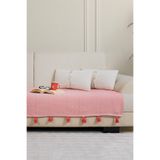 Lux Touch Lavi Ponponlu Mercan Koltuk Örtüsü 115 x 200 cm Kanepe Divan Çekyat Berjer Örtüsü Şalı Püsküllü