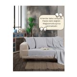 Lux Touch Lily Gri Koltuk Örtüsü 150 x 200 cm Kanepe Çekyat Divan Örtüsü Şalı Pamuklu Püsküllü