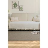 Lux Touch Liva Ponponlu Ekru Koltuk Örtüsü 115 x 200 cm Kanepe Divan Çekyat Berjer Örtüsü Şalı Püsküllü