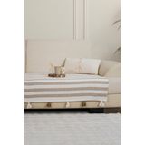 Lux Touch Liva Ponponlu Kahve Koltuk Örtüsü 115 x 200 cm Kanepe Divan Çekyat Berjer Örtüsü Şalı Püsküllü