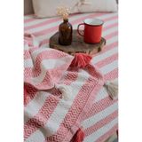 Lux Touch Liva Ponponlu Mercan Koltuk Örtüsü 115 x 200 cm Kanepe Divan Çekyat Berjer Örtüsü Şalı Püsküllü