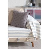 Lux Touch Pera Gri Püsküllü Kolları Örten Koltuk Örtüsü 300x110 Cm 3m Battal Boy Ponponlu Kanepe Divan Çekyat