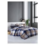 Lux Touch Scotch Mavi-Bej Çift Kişilik Pike 200 X 220 Cm Koltuk Yatak Kanepe Örtüsü Pamuklu Dokuma