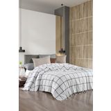 Lux Touch Scotch Siyah Çift Kişilik Pike 200 X 220 Cm Koltuk Yatak Kanepe Örtüsü Pamuklu Dokuma