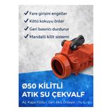 LUX WARES Ø50mm Pvc Pis Su Atıksu Gider Çekvalf Kilitli Sistem 50 Lik 5Cm Terazisiz