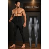 Lüx Wood Wood ve Erşah Erkek Termal Sauna Tayt – Yüksek Bel Agraflı Toparlayıcı & Sıkılaştırıcı Korse Tayt - 3XL - Siyah