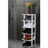 Lüx Yeni Model Modern 5 Katlı Ayakkabılık Beyaz Renk Portatif Ayakkabı Standı 5 Katlı