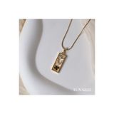 luxa silver jewellery Şans Tılsımı Gold Çelik Kararmaz Plaka Kolye/ Göz Nal Yonca Figürlü Yılan Zincir Suya Dayanıklı