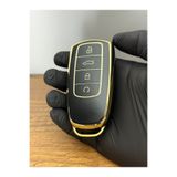 Luxe Aksesuarr Chery Tiggo 8 plus Nano Koruma Anahtar Kumanda Silikon Kılıfı 4 buton Siyah Gold