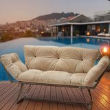 Luxe Comfort Mekanizmalı Yataklı Kanepe – Katlanır Ikili Krem Koltuk, Premium Modern Stil