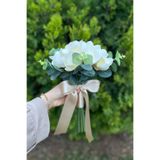 Luxe Floral Bouquet 12’li Manolya Gelin Buketi Okaliptüs Aranjmanlı & Nişan Buketi & Gelin Buketi- Çiçeği & El Çiçeği