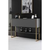 Luxe Gold Demir Ayaklı Antrasit Dresuar - Antrasit - Gold