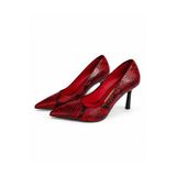 Luxe Heel Ayağınıza Değer Katan Adımlar Kırmızı Yılan Desenli Sivri Burun İnce Topuk Deri Stiletto